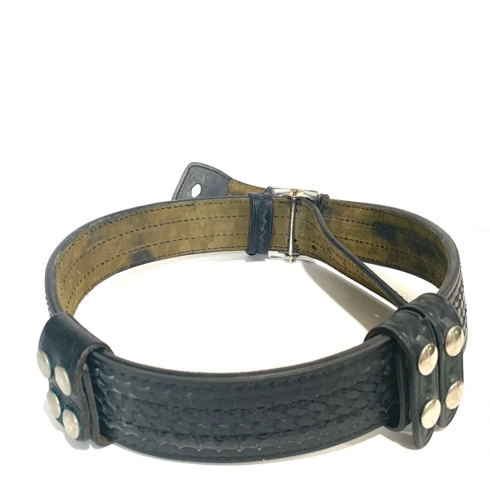 Vintage Sam Browne Basketweave 38” Police Woven Leather Belt